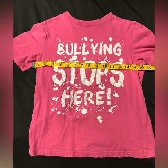 George “Bullying Stops Here” pink tee shirt. Children’s L (10-12) used. Stain. - Picture 5 of 6